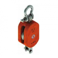 3 in. Regular Wood Shell Block Single Sheave - WLL 500 lb - Anchor Shackle - 3/8 in. Manilla Rope