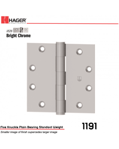 Hager 1191 4.5 x 4.5 US26 Full Mortise Hinge Stock No 006446