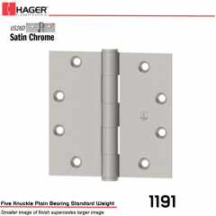 Hager 1191 4.5 x 4.5 US26D Full Mortise Hinge Stock No 006470