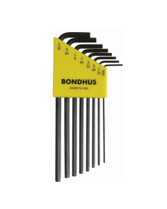 Bondhus Hex End Long Arm L-Wrench SAE 8pc Set (HLX8) Corrosion Resistant