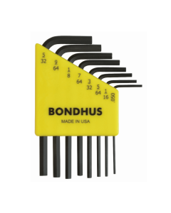 Bondhus Hex End Short Arm L-Wrench SAE 8pc Set (HLX8S) Corrosion Resistant