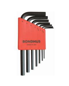 Bondhus Hex End Short Arm L-Wrench Metric 7pc Set (HLX7MS) Corrosion Resistant