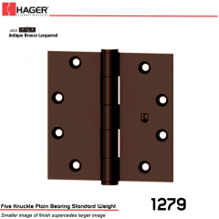 Hager 1279 3.5 x 3.5 US10A Full Mortise Hinge Stock No 010829