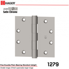 Hager 1279 4.5 x 4.5 US26D Full Mortise Hinge Stock No 008732