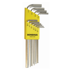 Bondhus Hex End Long Arm L-Wrench SAE 10pc Set (HLX10B) Chrome finish