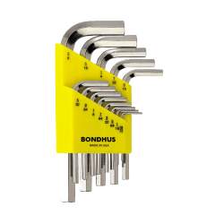 Bondhus Hex End Short Arm L-Wrench SAE 13pc Set (HLX13SB) Chrome finish