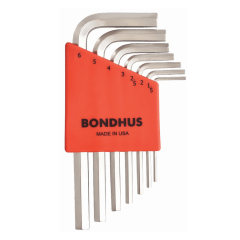 Bondhus Hex End Short Arm L-Wrench Metric 7pc Set (HLX7MSB) Chrome finish