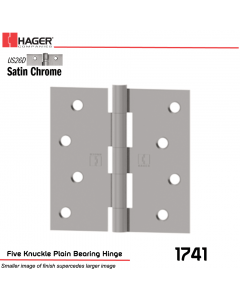 Hager 1741 US26D Full Mortise Hinge Stock No 033146