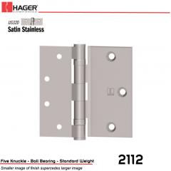 Hager 2112 4.5 US32D Half Surface Hinge Stock No 012833