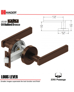 Hager 2310 Louis Lever Tubular Lockset US10B Stock No 169744