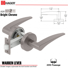 Hager 2310 Warren Lever Tubular Lockset US26 Stock No 169740