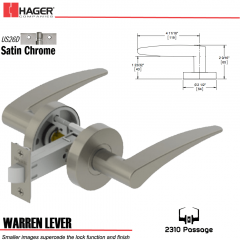 Hager 2310 Warren Lever Tubular Lockset US26D Stock No 176929