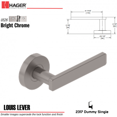 Hager 2317 Louis Lever Tubular Lockset US26 Stock No 169771