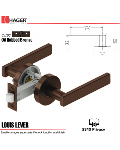 Hager 2340 Louis Lever Tubular Lockset US10B Stock No 169825