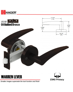 Hager 2340 Warren Lever Tubular Lockset US10B Stock No 169822