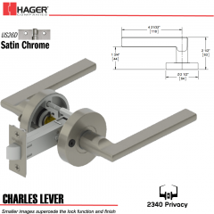 Hager 2340 Charles Lever Tubular Lockset US26D Stock No 173294