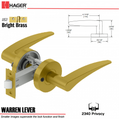 Hager 2340 Warren Lever Tubular Lockset US3 Stock No 169728