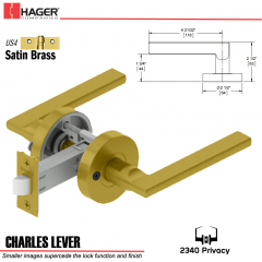 Hager 2340 Charles Lever Tubular Lockset US4 Stock No 169826