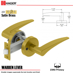 Hager 2340 Warren Lever Tubular Lockset US4 Stock No 169820