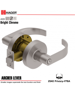 Hager 2540 Archer Lever US26 Door Lock Stock No 170056