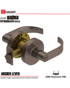 Hager 2580 Archer Lever US10B Door Lock Stock No 169388