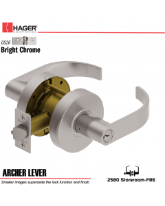 Hager 2580 Archer Lever US26 Door Lock Stock No 170059