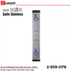 Hager 36 in. Low Profile Wireless Actuator Push to Open Text Logo Stock No 162716