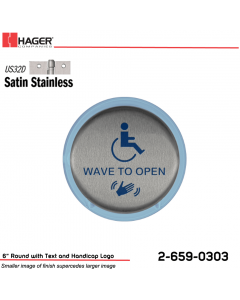 Hager 6 in. Round Actuator with Text & Handicap Logo Stock No 185055