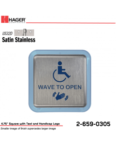 Hager 4.75 in. Square Actuator with Text and Handicap Logo Stock No 185056