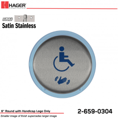 Hager 6 in. Round Actuator with Handicap Logo Only Stock No 185058