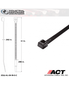 ACT AL-04-18-0-C Miniature 18 LB 4 in. Nylon UV Black Cable Tie (10000 Pcs/Case)