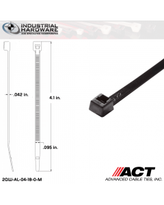 ACT AL-04-18-0-M Miniature 18 LB 4 in. Nylon UV Black Cable Tie (10000 Pcs/Case)