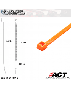 ACT AL-04-18-14-C 4 in. 18lb Fluorescent Orange Cable Tie