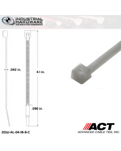 ACT AL-04-18-9-C Miniature 18 LB 4 in. Nylon Natural Cable Tie (10000 Pcs/Case)