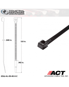 ACT AL-05-40-0-C Intermediate 40 LB. 5 in. Nylon UV Black Cable Tie (10000 Pcs/Case)