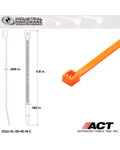 ACT AL-05-40-14-C 5 in. 40 lb Fluorescent Orange Cable Tie