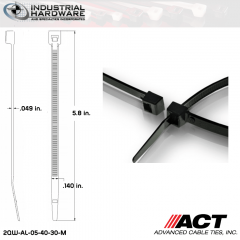 ACT AL-05-40-30-M Intermediate 40 LB. 5 in. Nylon Heat Stabilized Black Cable Tie (10000 Pcs/Case)