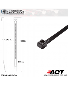 ACT AL-06-18-0-M Miniature 18 LB 6 in. Nylon UV Black Cable Tie (10000 Pcs/Case)