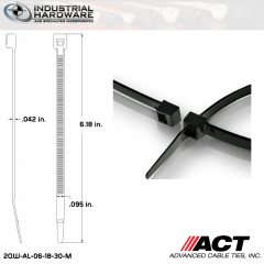 ACT AL-06-18-30-M Miniature 18 LB 6 in. Nylon Heat Stabilized Black Cable Tie (10000 Pcs/Case)