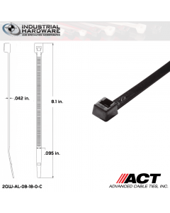 ACT AL-08-18-0-C Miniature 18 LB 8 in. Nylon UV Black Cable Tie (10000 Pcs/Case)