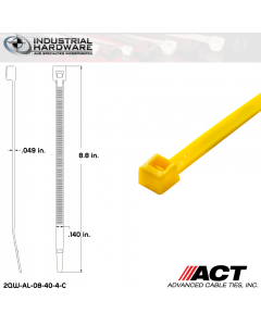 ACT AL-08-40-4-C 8 in. 40lb Yellow Cable Tie