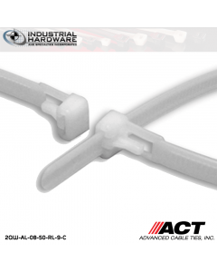 ACT AL-08-50-RL-9-C 8 in. Tab Releasable Cable Ties Natural 5000 Pcs/Case