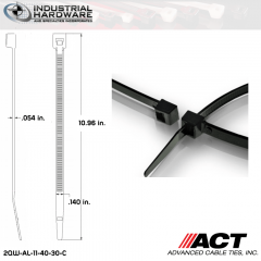 ACT AL-11-40-30-C Intermediate 40 LB. 11 in. Nylon Heat Stabilized Black Cable Tie (5000 Pcs/Case)