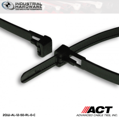 ACT AL-12-50-RL-0-C 12 in. Tab Releasable Cable Ties Black 3000 Pcs/Case