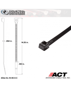 ACT AL-14-40-0-C Intermediate 40 LB. 14 in. Nylon UV Black Cable Tie (5000 Pcs/Case)