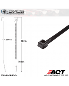 ACT AL-24-175-0-L Extra Heavy Duty 175LB.  24 in. 175lb UV Black Ties (500 Pcs/Case)