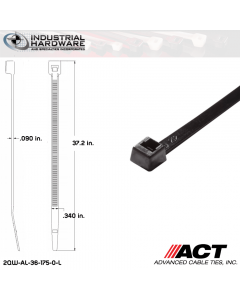 ACT AL-36-175-0-L Extra Heavy Duty 175LB.  36 in. 175lb UV Black Ties (500 Pcs/Case)