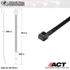 ACT AL-48-175-0-L Extra Heavy Duty 175LB.  48 in. 175lb UV Black Ties (500 Pcs/Case)