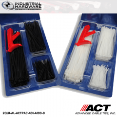 ACT AL-ACTPAC-401-A100-9 Natural Cable Tie Kit 4"-7"-11" with Installation Tool