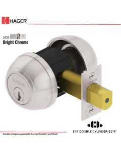 Hager 3114 2-3/4 US26 NC IC Grade 1 Deadlock Stock No 034810